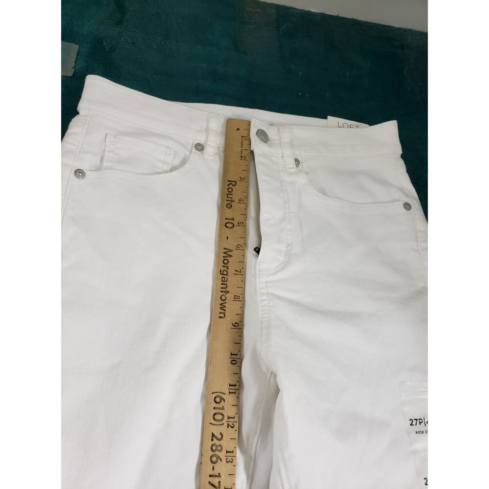 Loft Jeans Size 4 Petite Womens White Stretch Denim Pants Kick Crop Bootcut NWT - Picture 11 of 16